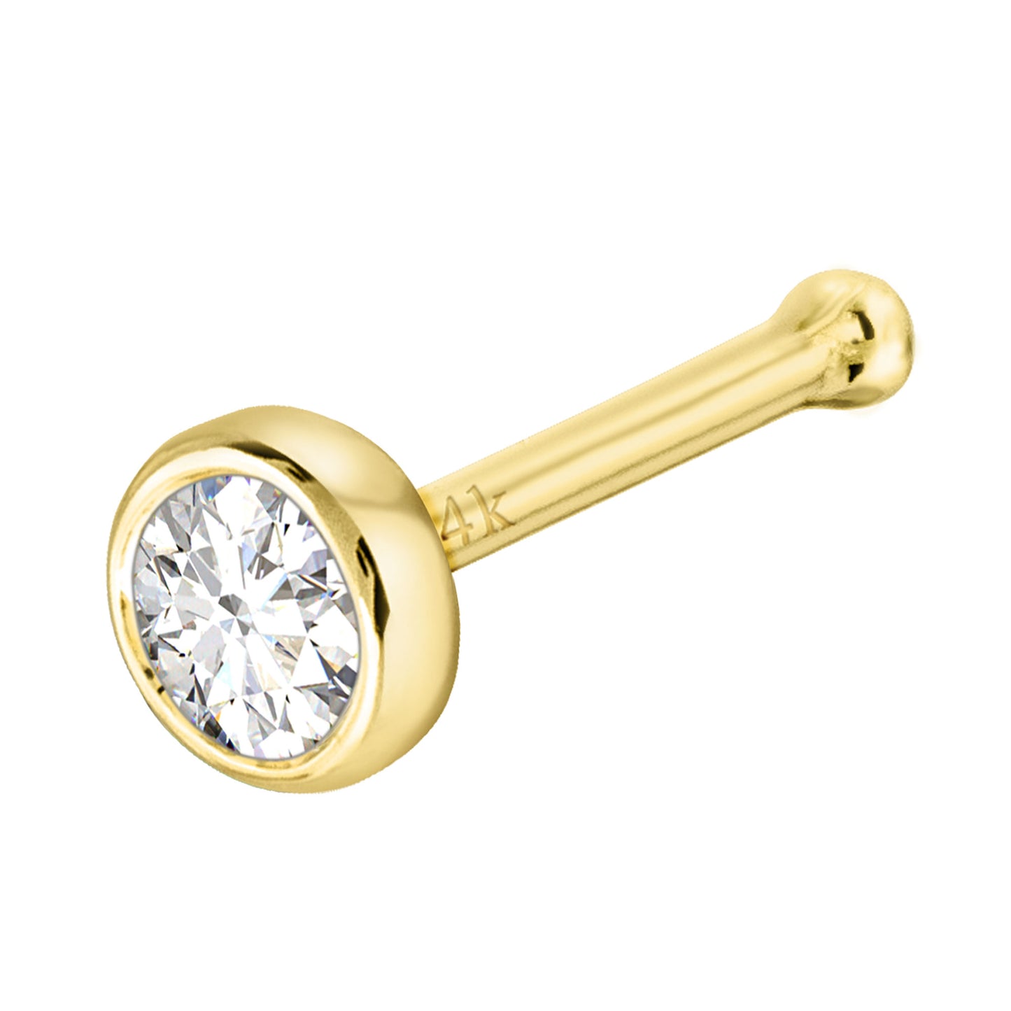 Jewelry Avalanche 22G 14K Gold Bezel-set Diamond Ball-end Nose Stud