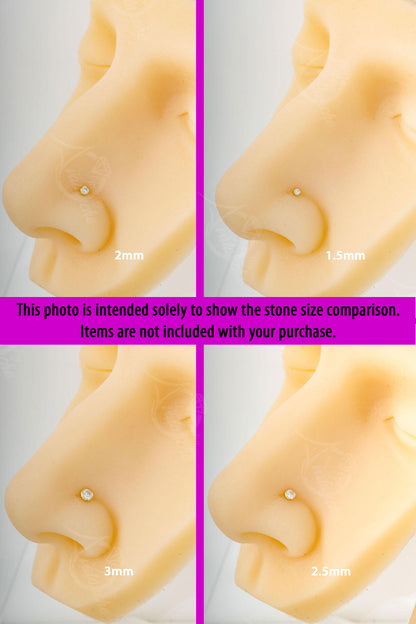 Jewelry Avalanche 22G 14K Gold Bezel-set Blue Sapphire L-shape Nose Stud