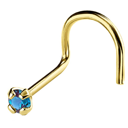 Jewelry Avalanche 22G 14K Gold Nose Screw Nose Stud with Alexandrite Gemstone