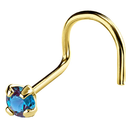 Jewelry Avalanche 22G 14K Gold Nose Screw Nose Stud with Alexandrite Gemstone