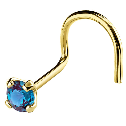 Jewelry Avalanche 22G 14K Gold Nose Screw Nose Stud with Alexandrite Gemstone