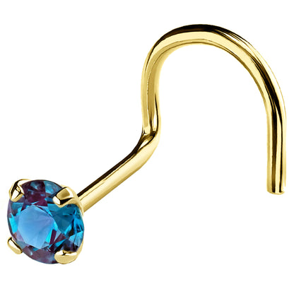 Jewelry Avalanche 22G 14K Gold Nose Screw Nose Stud with Alexandrite Gemstone