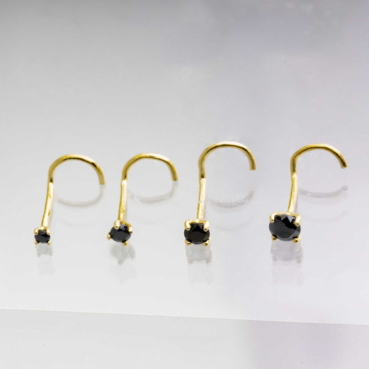 Jewelry Avalanche Black Moissanite 22G 14K Gold Nose Screw Nose Stud