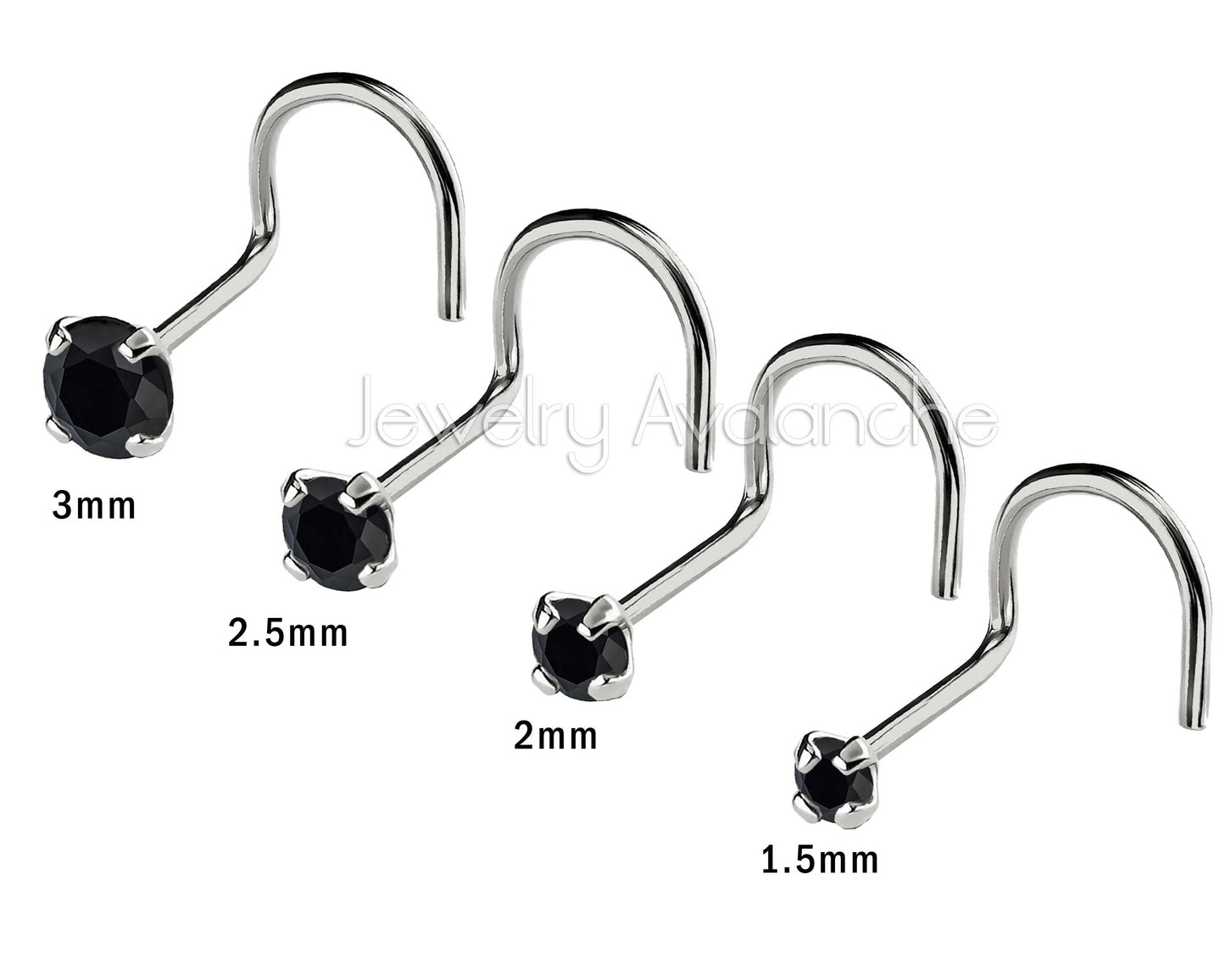 Jewelry Avalanche Black Moissanite 22G 14K Gold Nose Screw Nose Stud