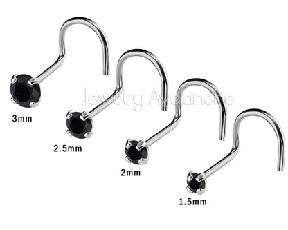Jewelry Avalanche Black Moissanite 22G 14K Gold Nose Screw Nose Stud