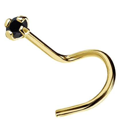 Jewelry Avalanche Black Moissanite 22G 14K Gold Nose Screw Nose Stud