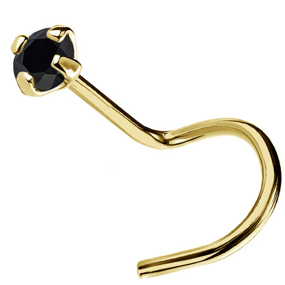 Jewelry Avalanche Black Moissanite 22G 14K Gold Nose Screw Nose Stud