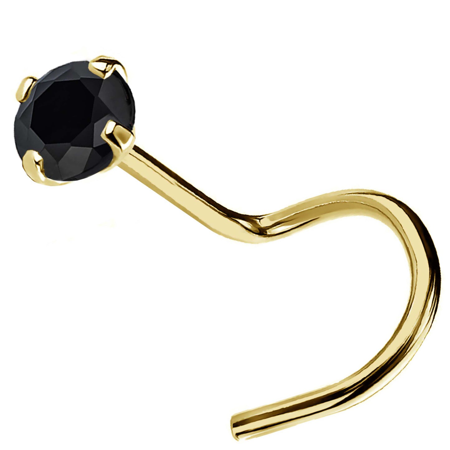 Jewelry Avalanche Black Moissanite 22G 14K Gold Nose Screw Nose Stud