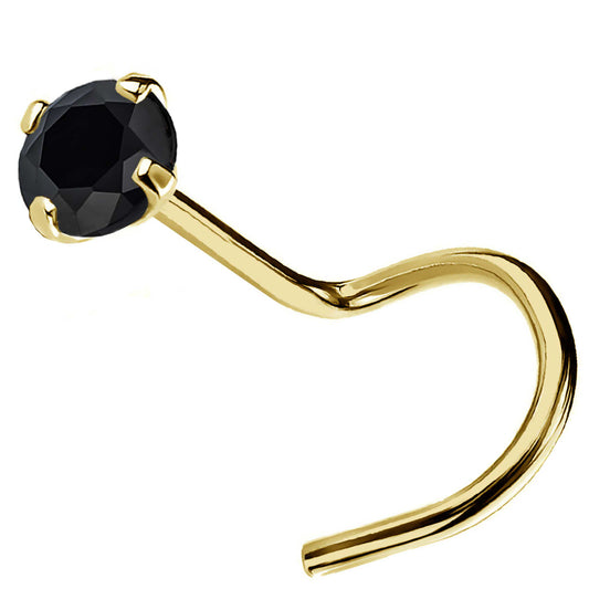 Jewelry Avalanche Black Moissanite 22G 14K Gold Nose Screw Nose Stud
