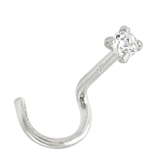 Jewelry Avalanche 1.5mm-3mm CZ Solid 22G 14K Gold Nose Screw Nose Stud