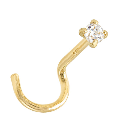 Jewelry Avalanche 1.5mm-3mm CZ Solid 22G 14K Gold Nose Screw Nose Stud
