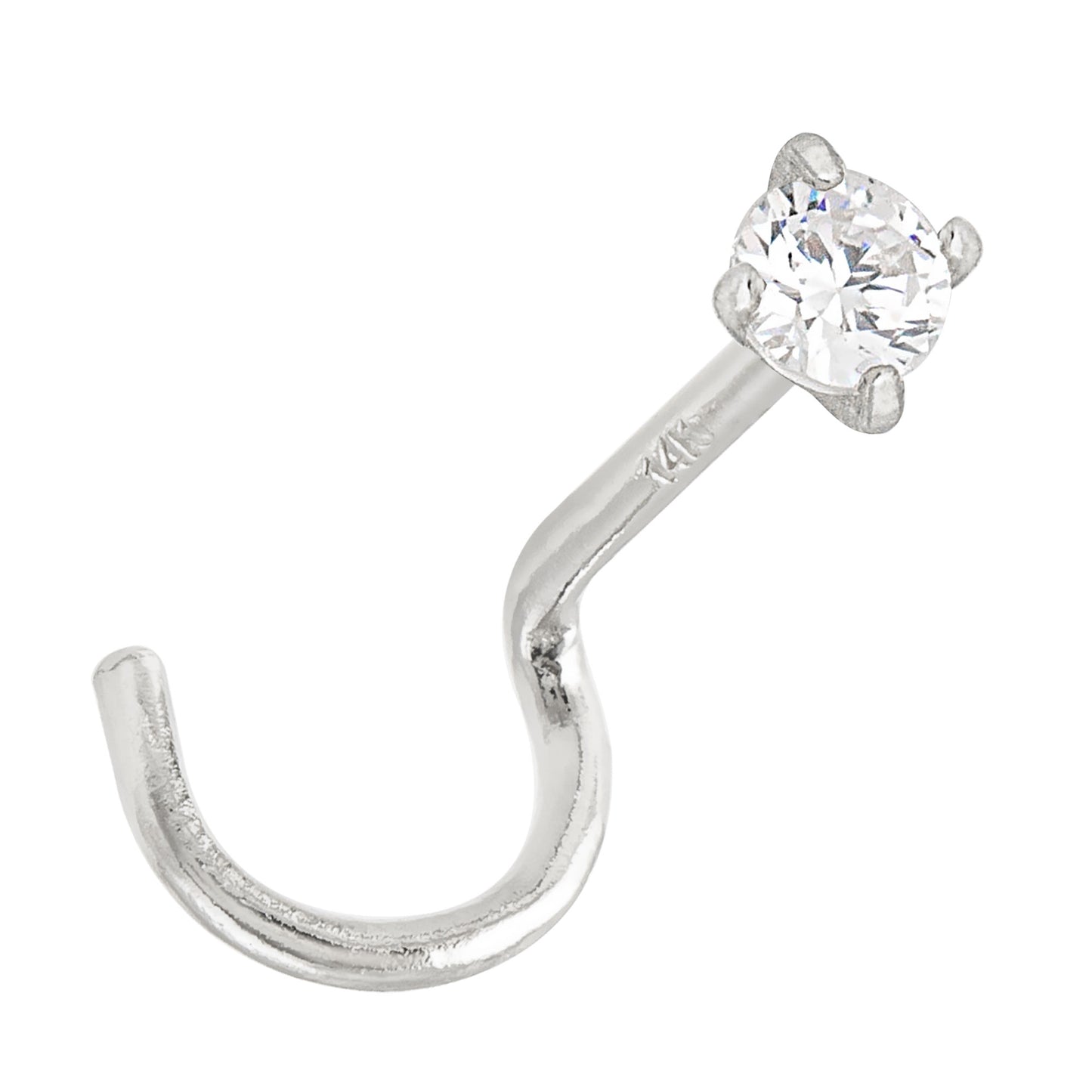 Jewelry Avalanche 1.5mm-3mm CZ Solid 22G 14K Gold Nose Screw Nose Stud