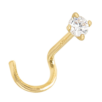 Jewelry Avalanche 1.5mm-3mm CZ Solid 22G 14K Gold Nose Screw Nose Stud