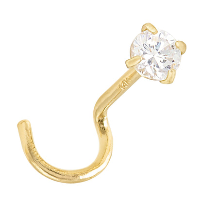 Jewelry Avalanche 1.5mm-3mm CZ Solid 22G 14K Gold Nose Screw Nose Stud