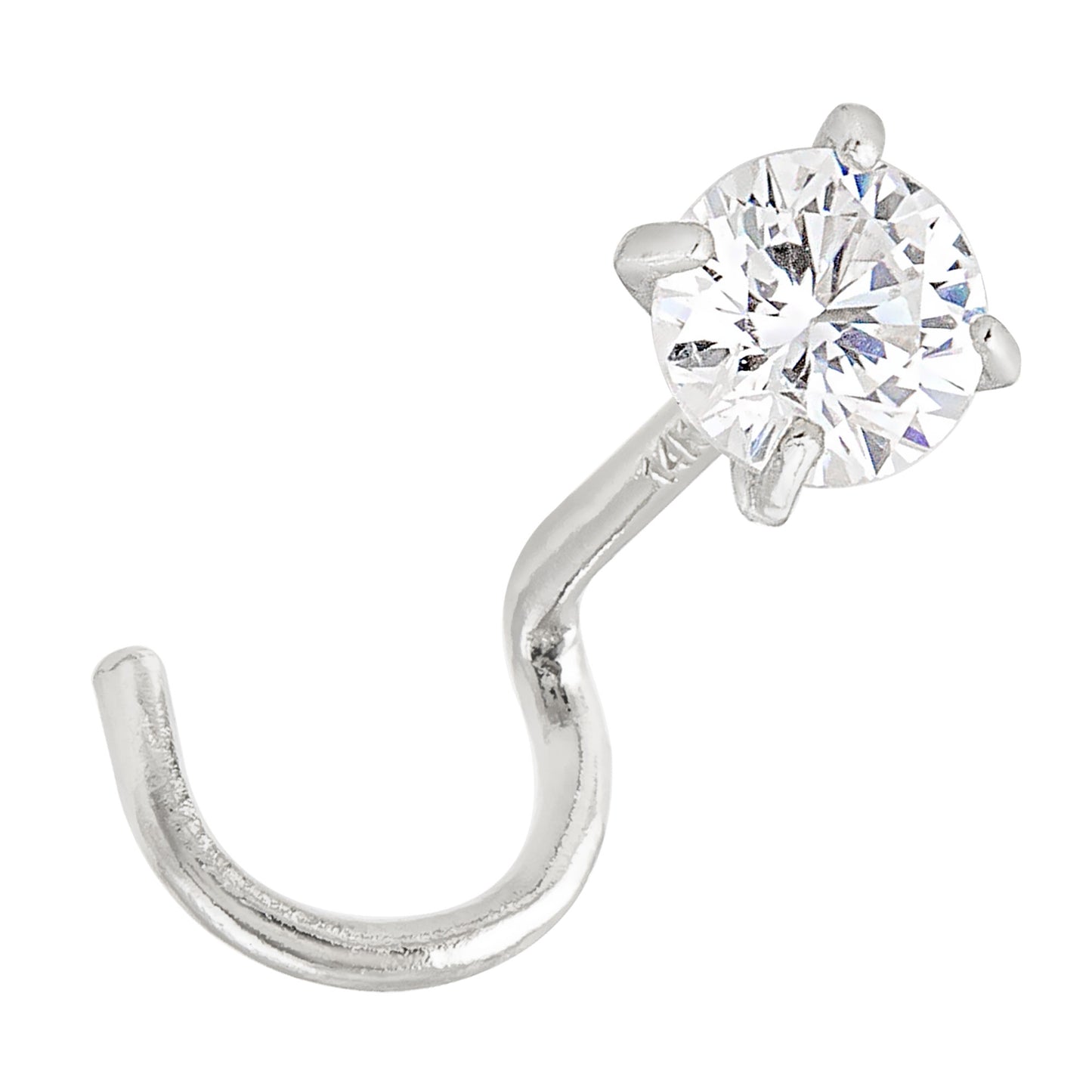 Jewelry Avalanche 1.5mm-3mm CZ Solid 22G 14K Gold Nose Screw Nose Stud