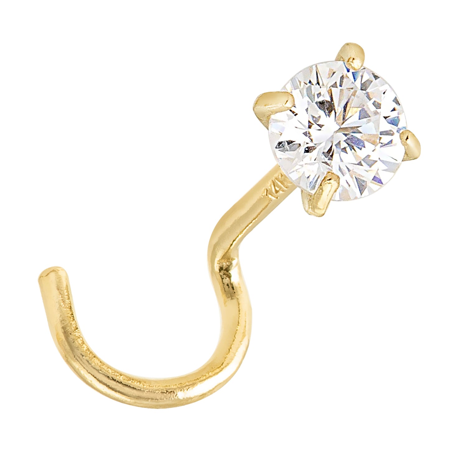 Jewelry Avalanche 1.5mm-3mm CZ Solid 22G 14K Gold Nose Screw Nose Stud