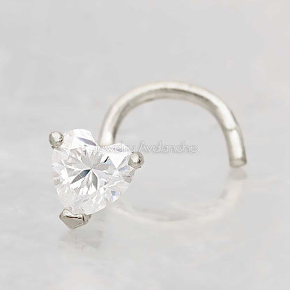 Jewelry Avalanche 22G 14K Gold Heart-shape Moissanite Nose Screw Nose Stud