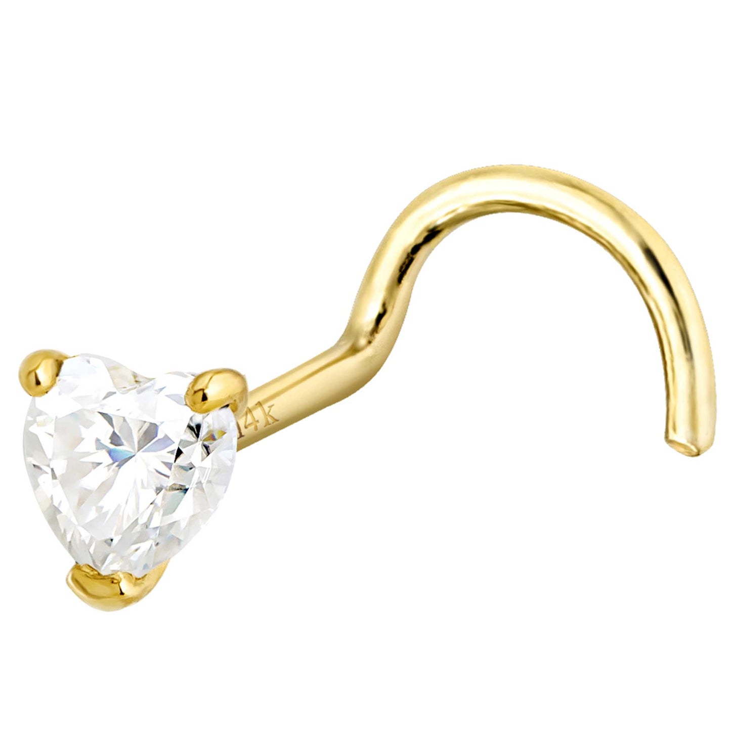 Jewelry Avalanche 22G 14K Gold Heart-shape Moissanite Nose Screw Nose Stud