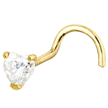 Jewelry Avalanche 22G 14K Gold Heart-shape Moissanite Nose Screw Nose Stud