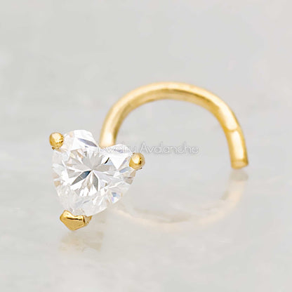 Jewelry Avalanche 22G 14K Gold Heart-shape Moissanite Nose Screw Nose Stud
