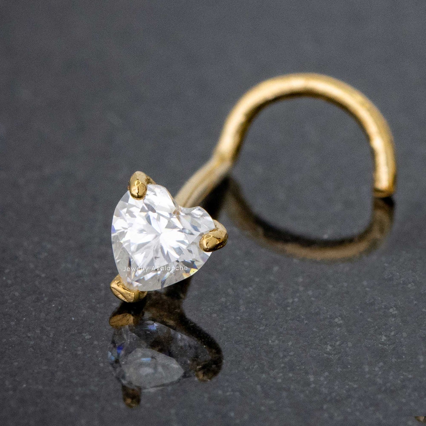 Jewelry Avalanche 22G 14K Gold Heart-shape Moissanite Nose Screw Nose Stud