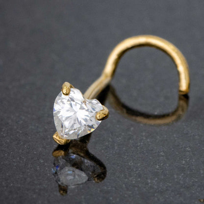 Jewelry Avalanche 22G 14K Gold Heart-shape Moissanite Nose Screw Nose Stud