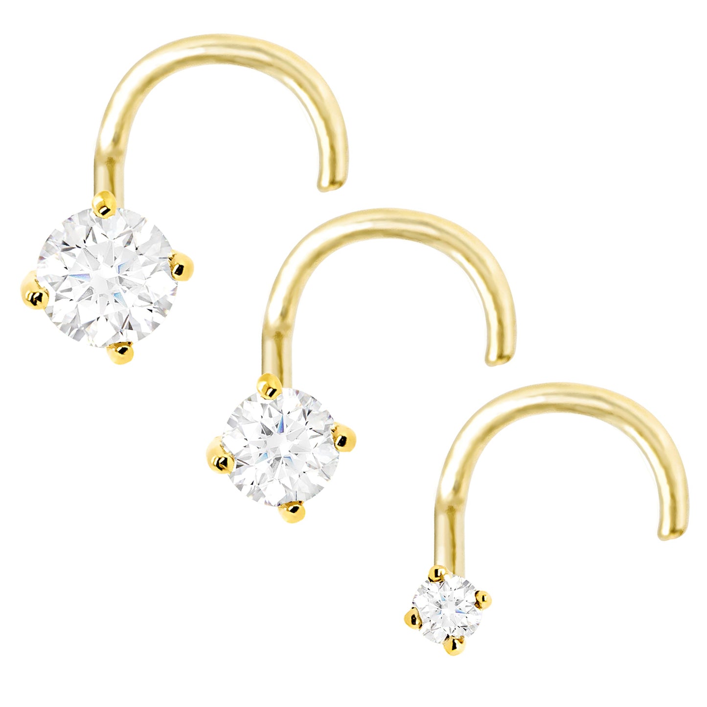 Jewelry Avalanche 22G 14K Gold Nose Screw Nose Stud with Moissanite