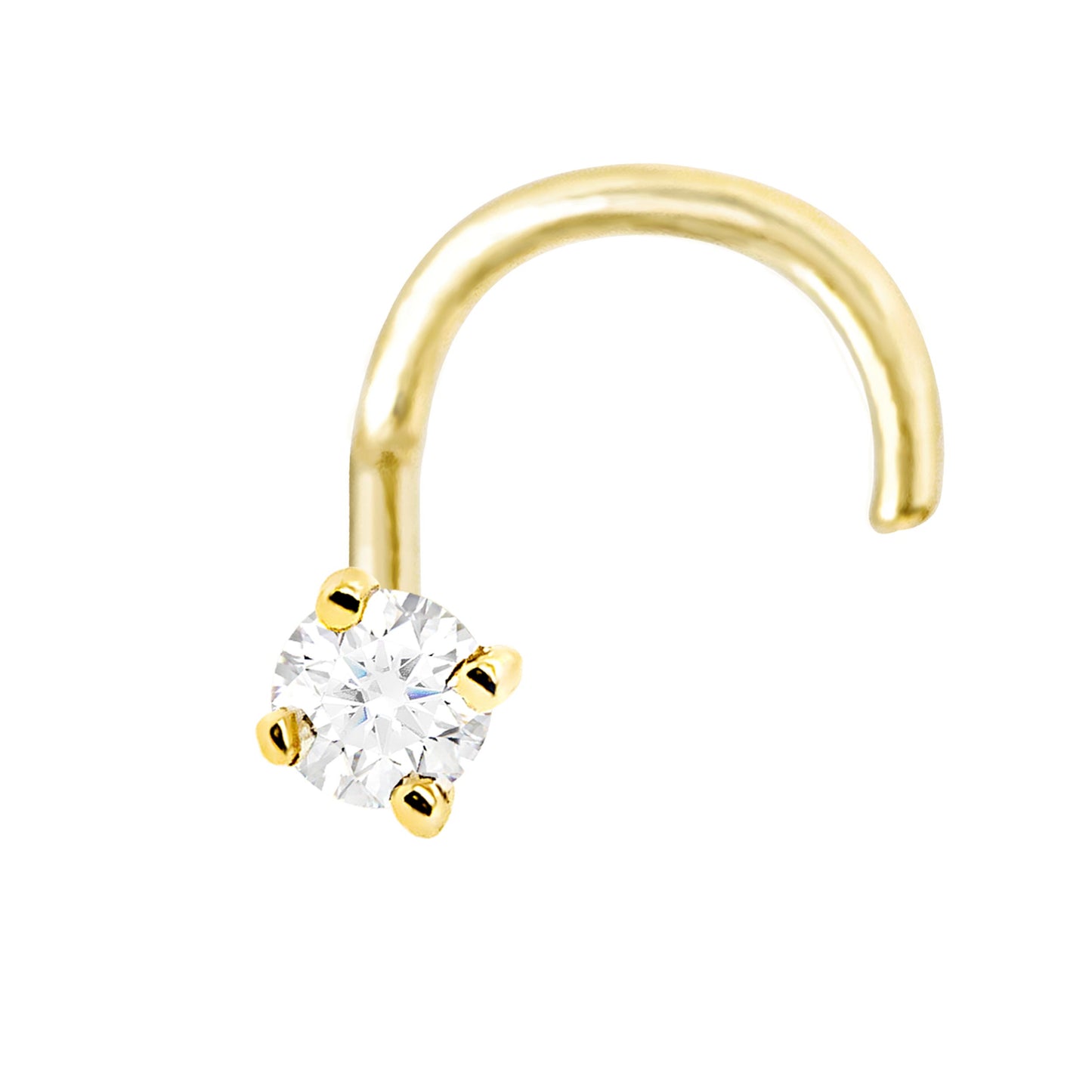 Jewelry Avalanche 22G 14K Gold Nose Screw Nose Stud with Moissanite