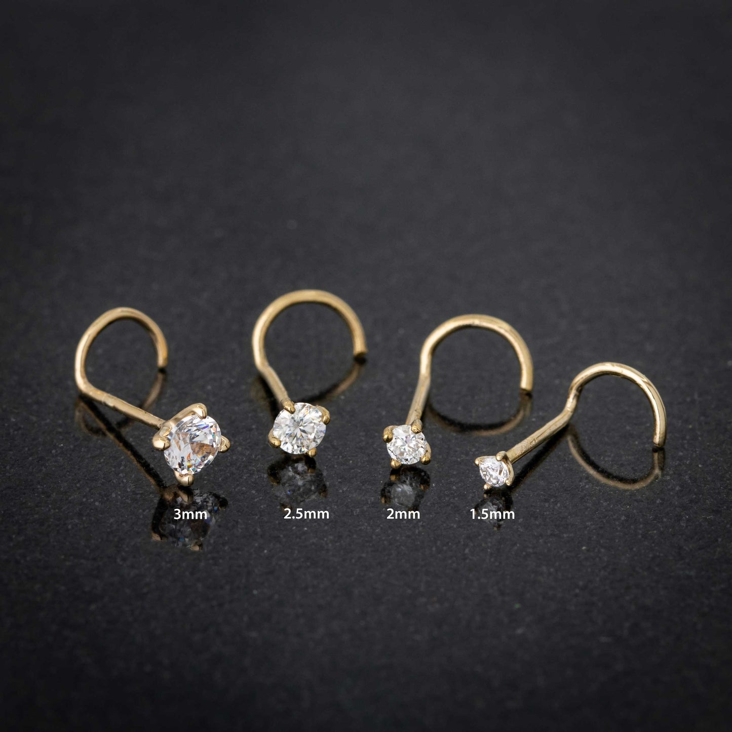 Jewelry Avalanche 22G 14K Gold Nose Screw Nose Stud with Moissanite