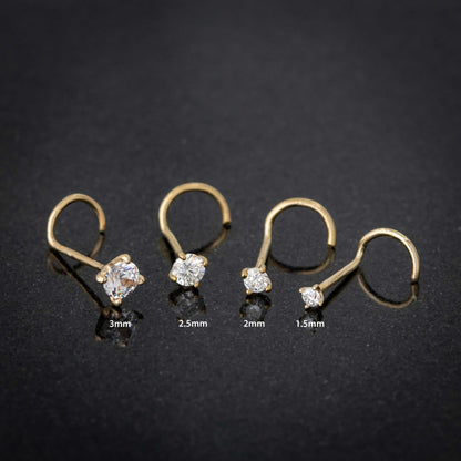 Jewelry Avalanche 22G 14K Gold Nose Screw Nose Stud with Moissanite