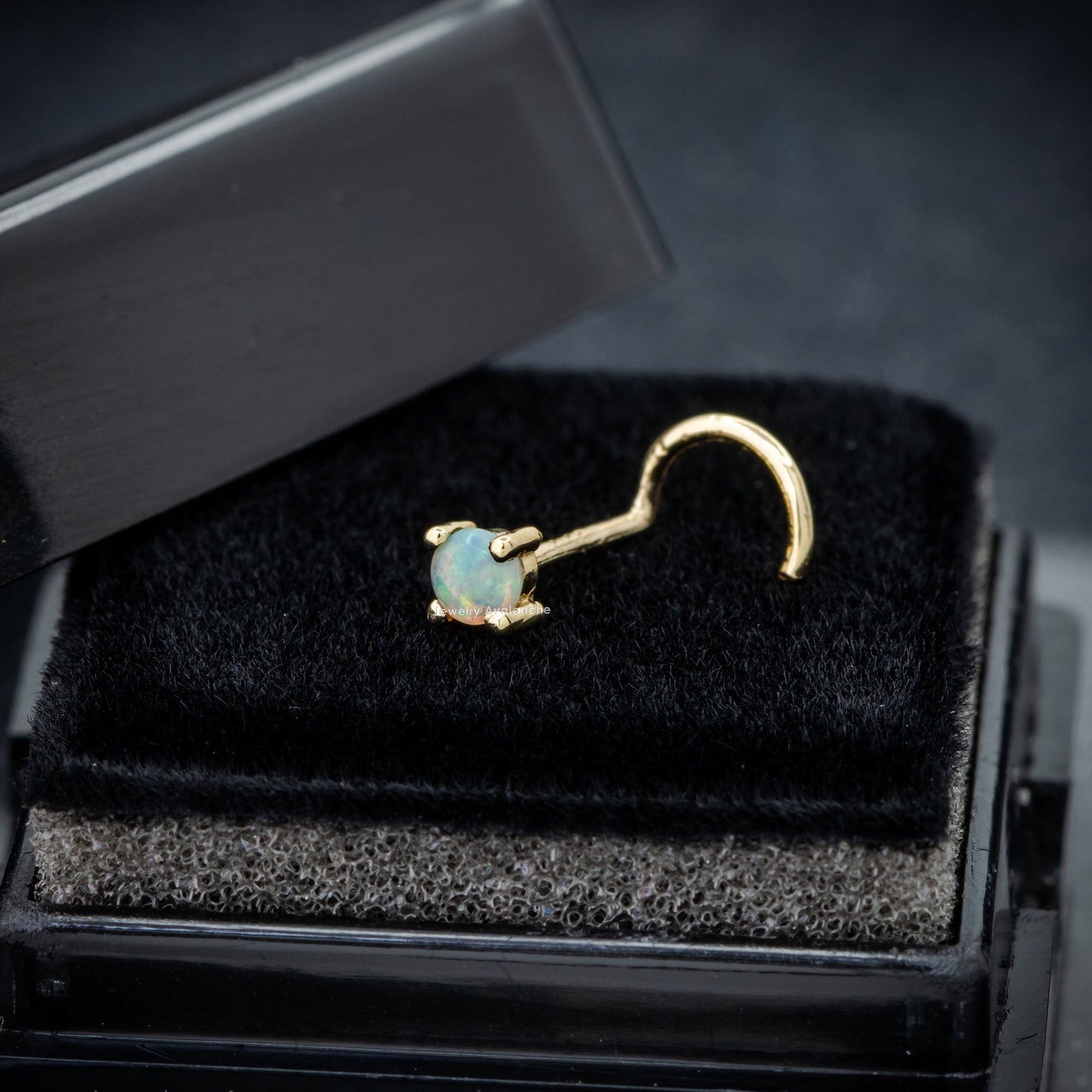 Jewelry Avalanche Natural Australian Opal Nose Stud 22G 14K Gold Nose Screw Nose Ring Stud