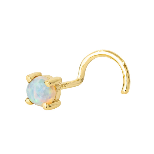 Jewelry Avalanche Natural Australian Opal Nose Stud 22G 14K Gold Nose Screw Nose Ring Stud
