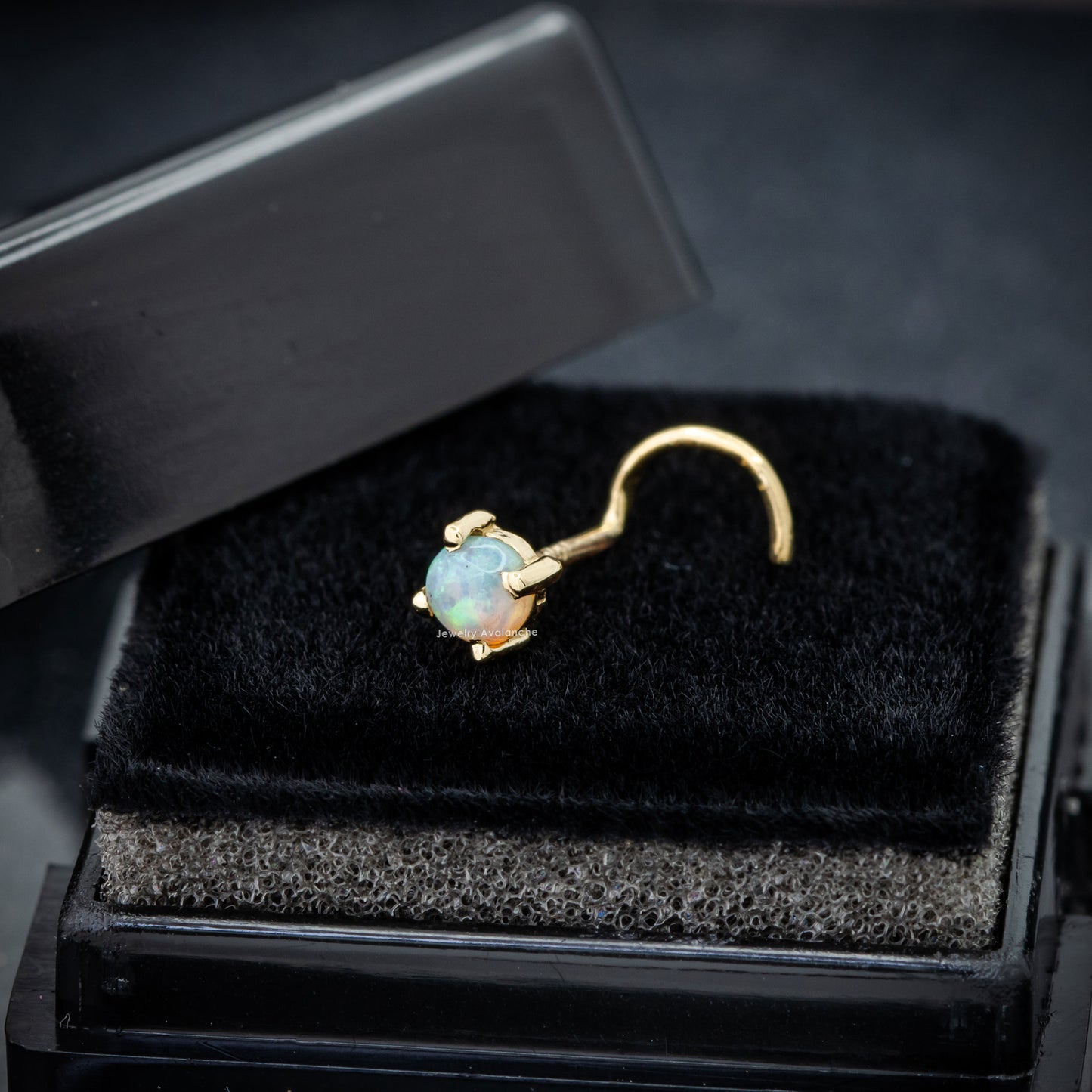 Jewelry Avalanche Natural Australian Opal Nose Stud 22G 14K Gold Nose Screw Nose Ring Stud