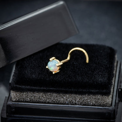 Jewelry Avalanche Natural Australian Opal Nose Stud 22G 14K Gold Nose Screw Nose Ring Stud