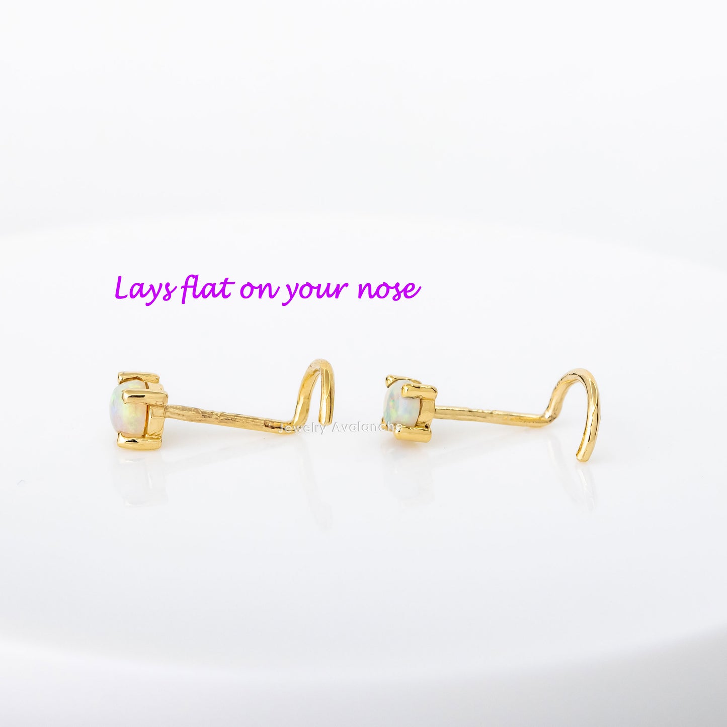 Jewelry Avalanche Natural Australian Opal Nose Stud 22G 14K Gold Nose Screw Nose Ring Stud