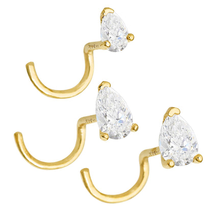 Jewelry Avalanche 22G 14K Gold Pear-shape Moissanite Nose Screw Nose Stud