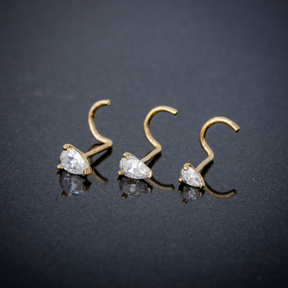 Jewelry Avalanche 22G 14K Gold Pear-shape Moissanite Nose Screw Nose Stud