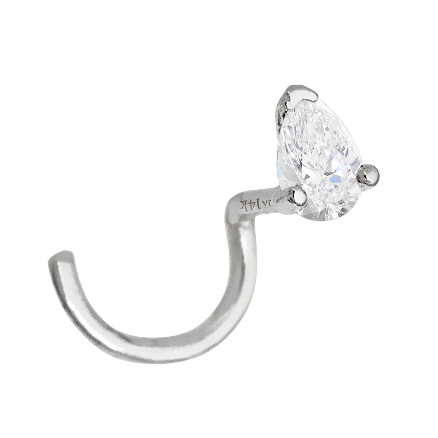 Jewelry Avalanche 22G 14K Gold Pear-shape Moissanite Nose Screw Nose Stud