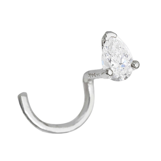 Jewelry Avalanche 22G 14K Gold Pear-shape Moissanite Nose Screw Nose Stud