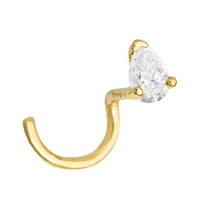 Jewelry Avalanche 22G 14K Gold Pear-shape Moissanite Nose Screw Nose Stud
