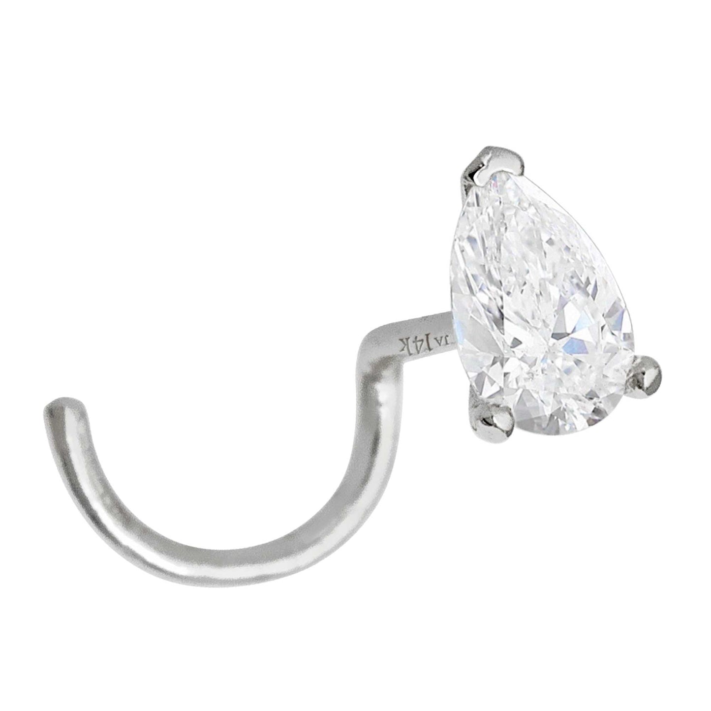 Jewelry Avalanche 22G 14K Gold Pear-shape Moissanite Nose Screw Nose Stud