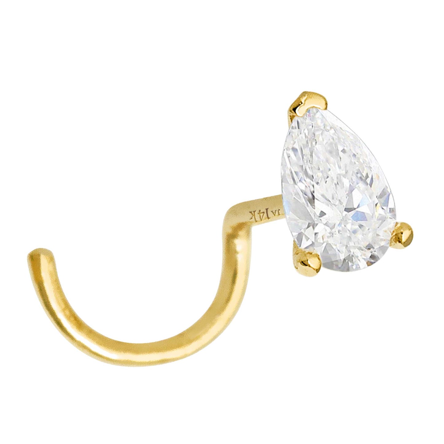 Jewelry Avalanche 22G 14K Gold Pear-shape Moissanite Nose Screw Nose Stud