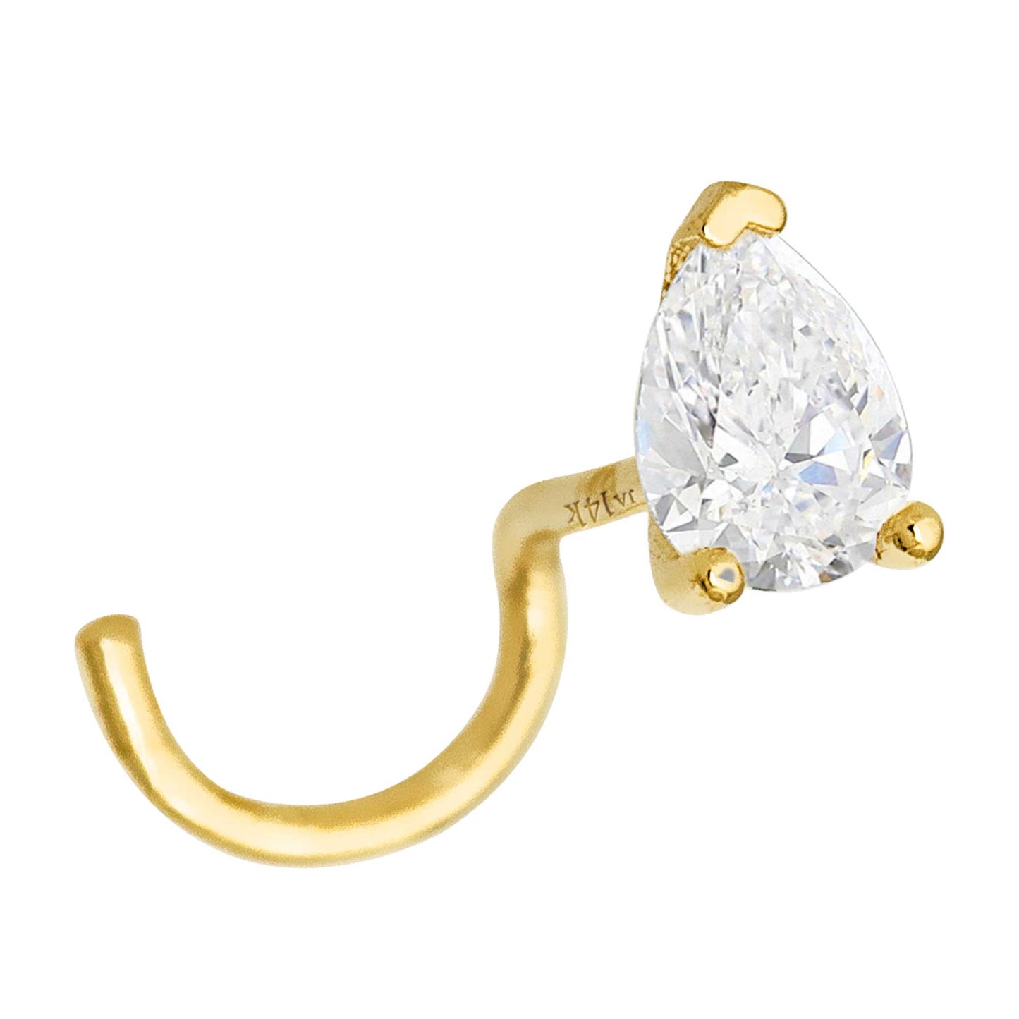 Jewelry Avalanche 22G 14K Gold Pear-shape Moissanite Nose Screw Nose Stud