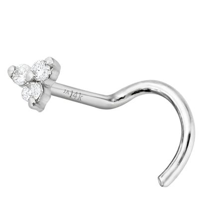 Jewelry Avalanche 14K Gold 22G 3-stone 0.015ctw Moissanite Screw Nose Stud