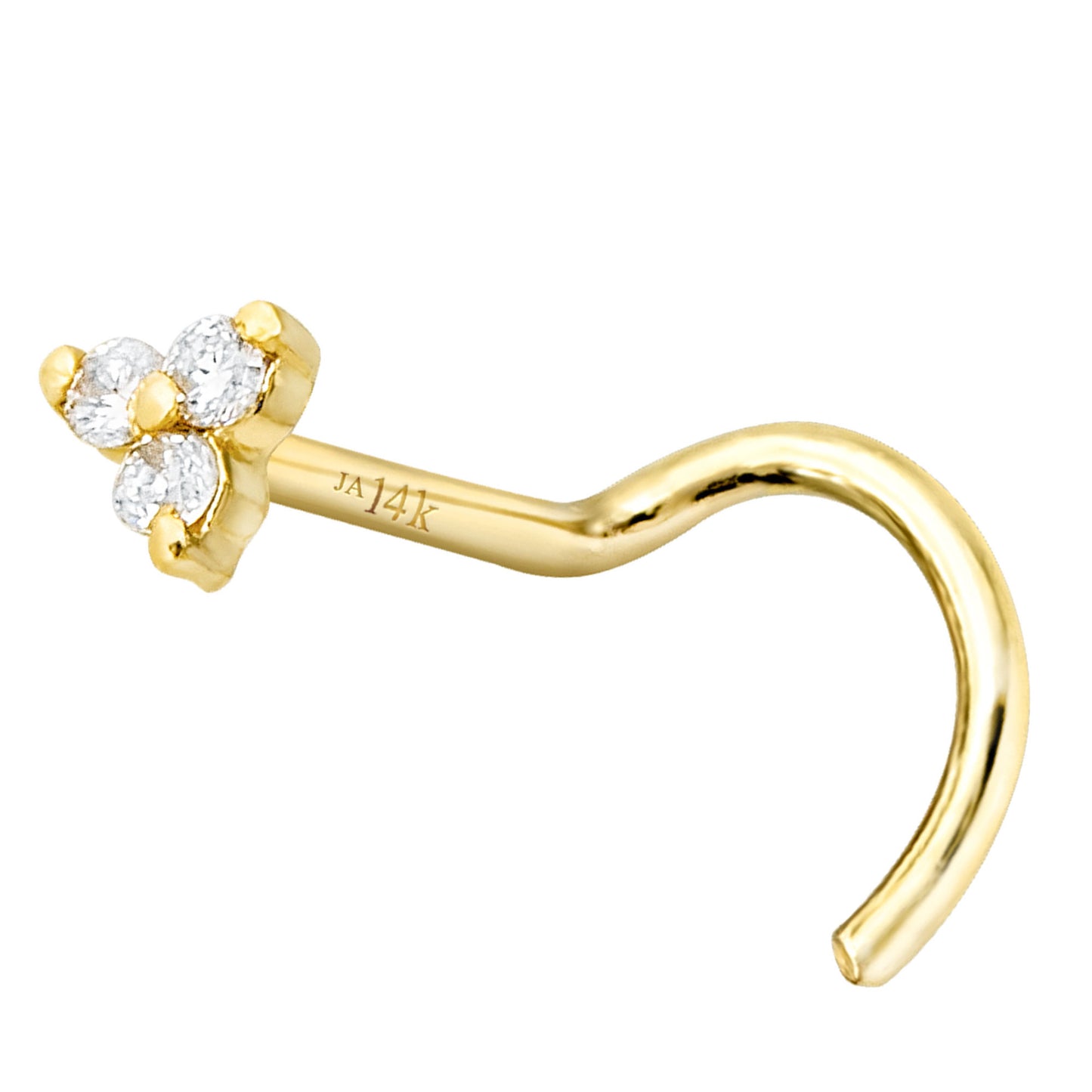 Jewelry Avalanche 14K Gold 22G 3-stone 0.015ctw Moissanite Screw Nose Stud