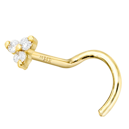Jewelry Avalanche 14K Gold 22G 3-stone 0.015ctw Moissanite Screw Nose Stud