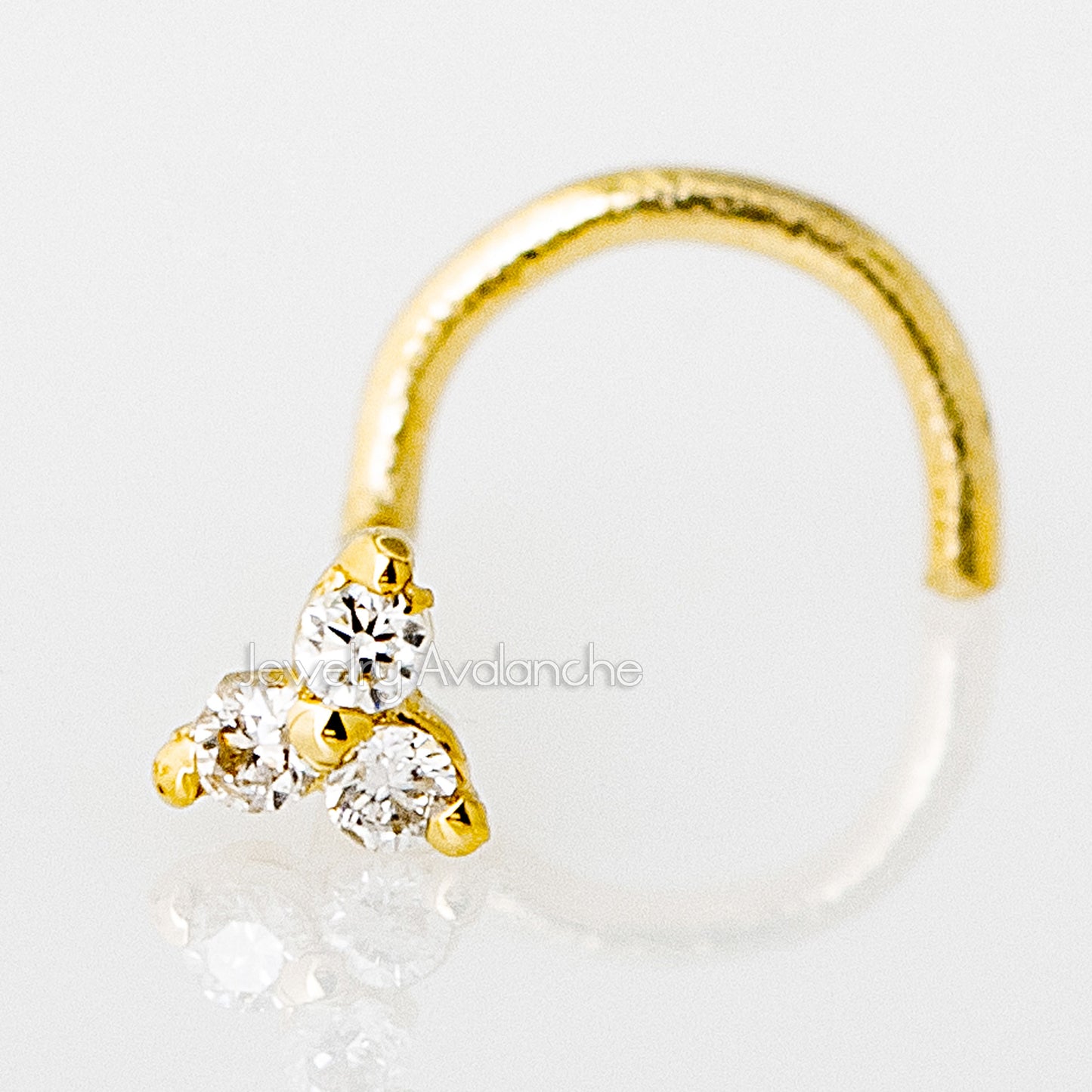 Jewelry Avalanche 3-stone 0.015ctw Diamond Nose Screw Nose Stud 22G Solid 14K Gold