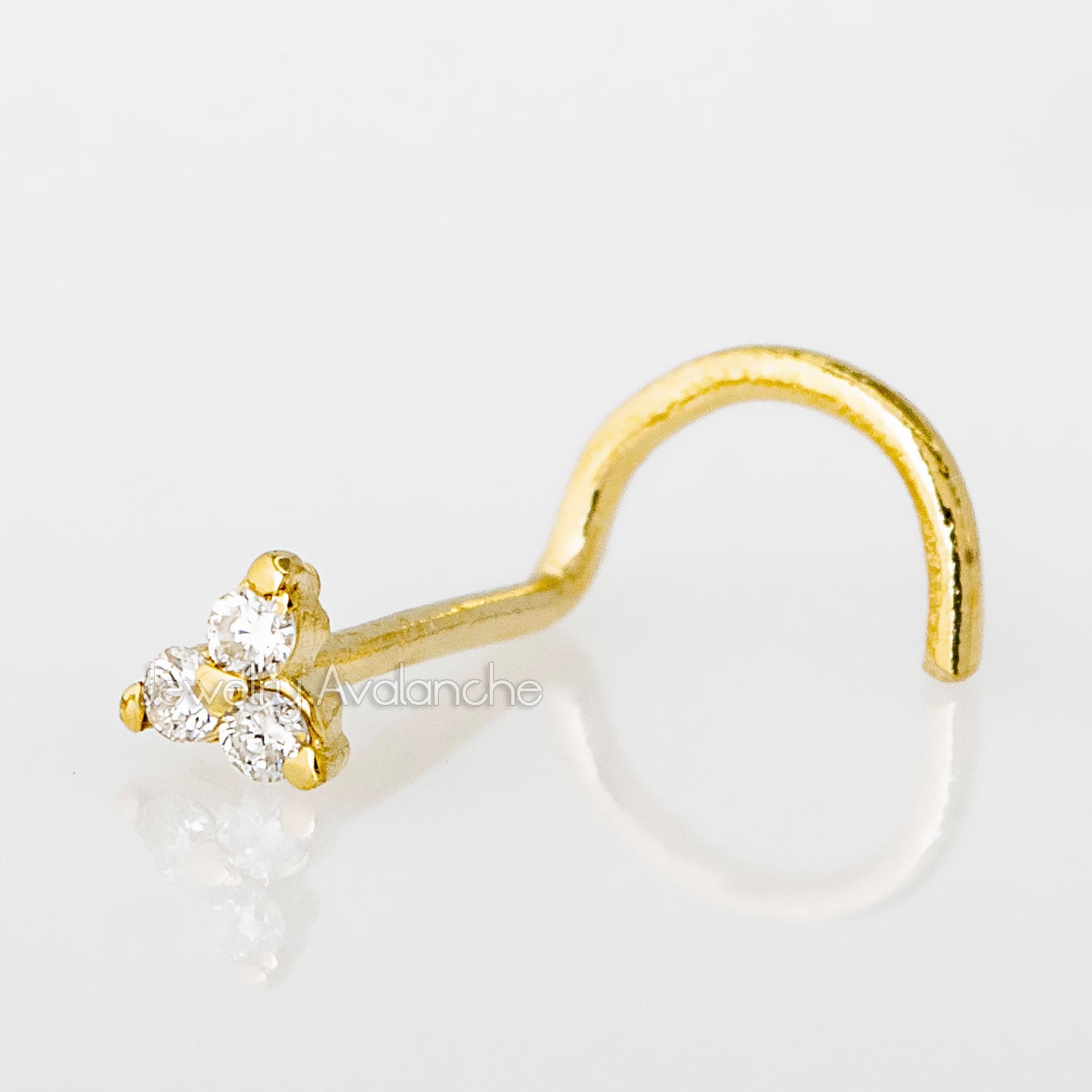 Jewelry Avalanche 3-stone 0.015ctw Diamond Nose Screw Nose Stud 22G Solid 14K Gold