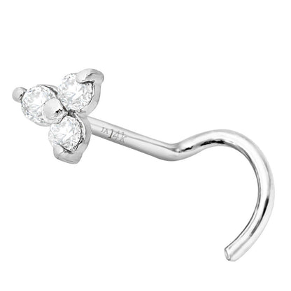 Jewelry Avalanche 22G 14K Gold 3-stone 0.03ctw Moissanite Screw Nose Stud