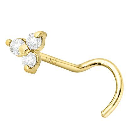 Jewelry Avalanche 22G 14K Gold 3-stone 0.03ctw Moissanite Screw Nose Stud